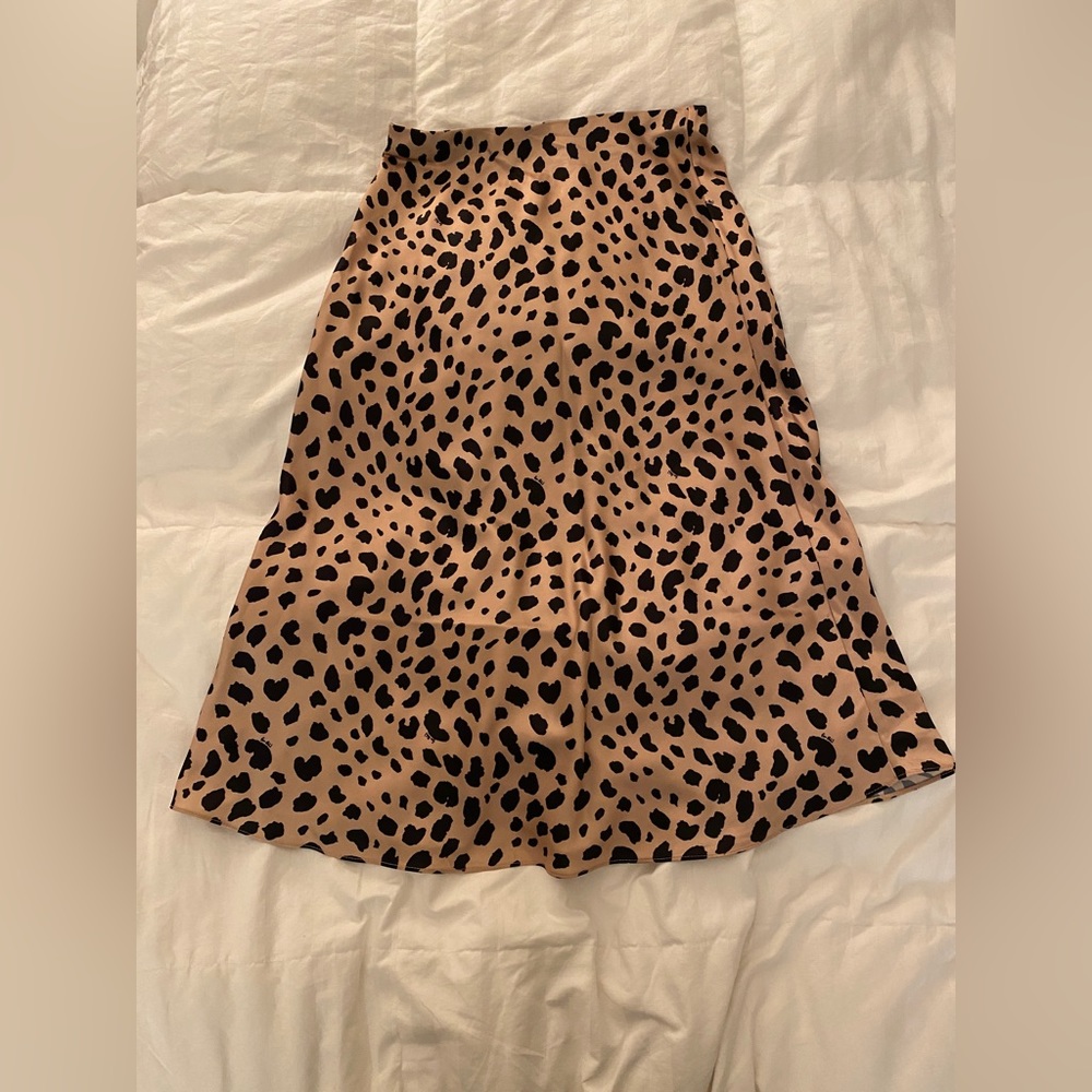 Leopard Print Satin Midi Skirt inspired by Realisation Par